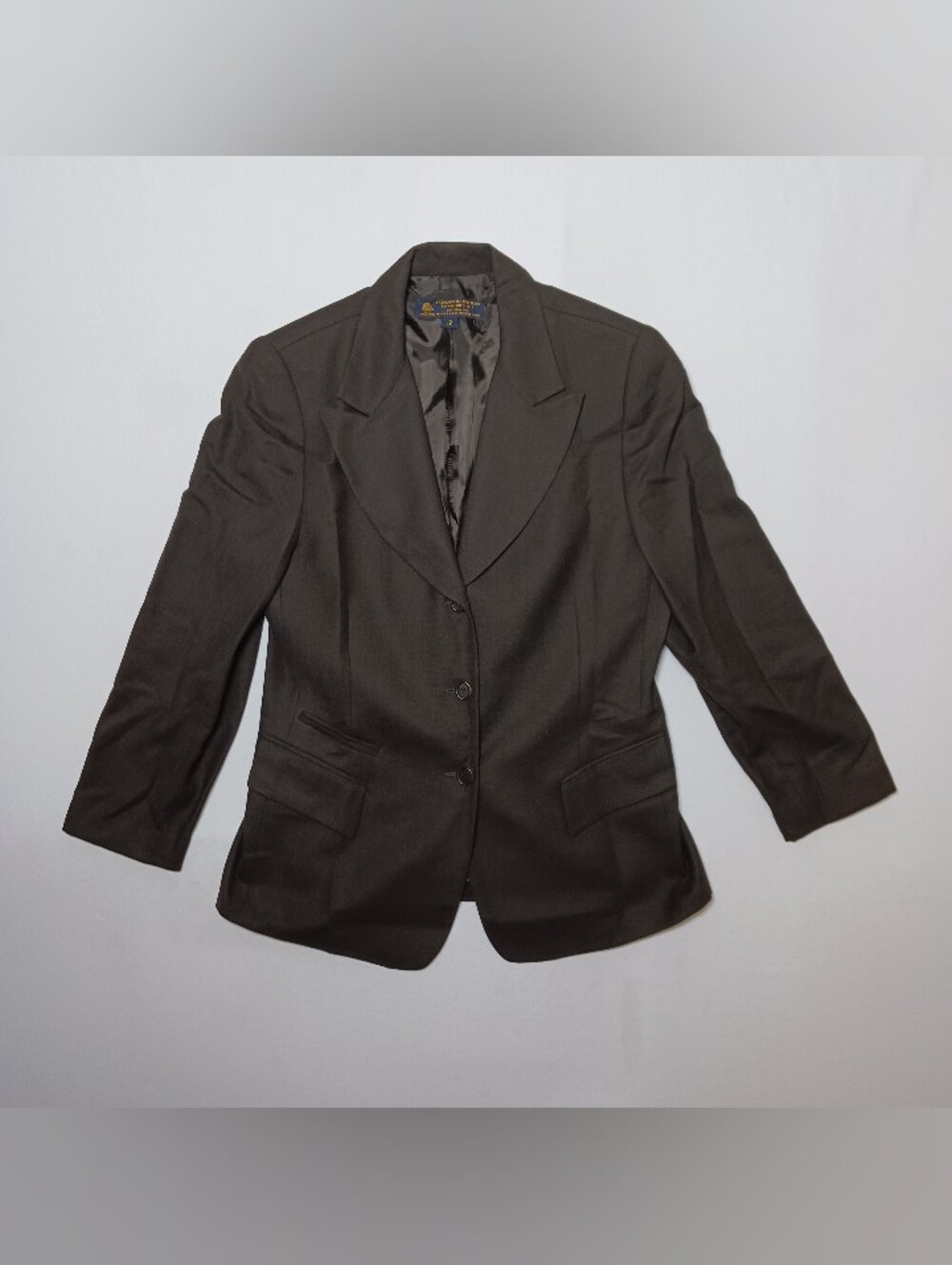 Vintage Brooks Brothers Womens Pure Wool Blazer Size 12 Brown Peak Lapel USA